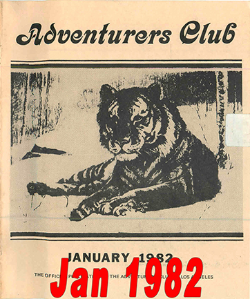 January 1982 Adventurers Club News Cover